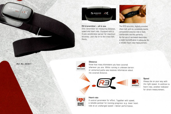 Нагрудный датчик Sigma R3 Comfortex+, 20321 ,для пульсометров, с эласт.ремнем
