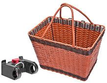 Велокорзина JL-106 передняя универсальная плетёная, стальная/пластиковая, коричневая, быстросъемная Велокорзина JL-106 передняя универсальная плетёная, стальная/пластиковая, коричневая, быстросъемная